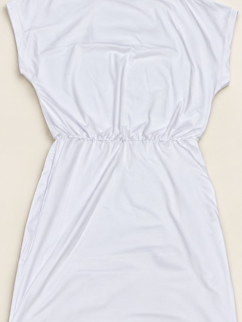 White Mock Neck Short Sleeve Elastic Waist Dress 2XL – New